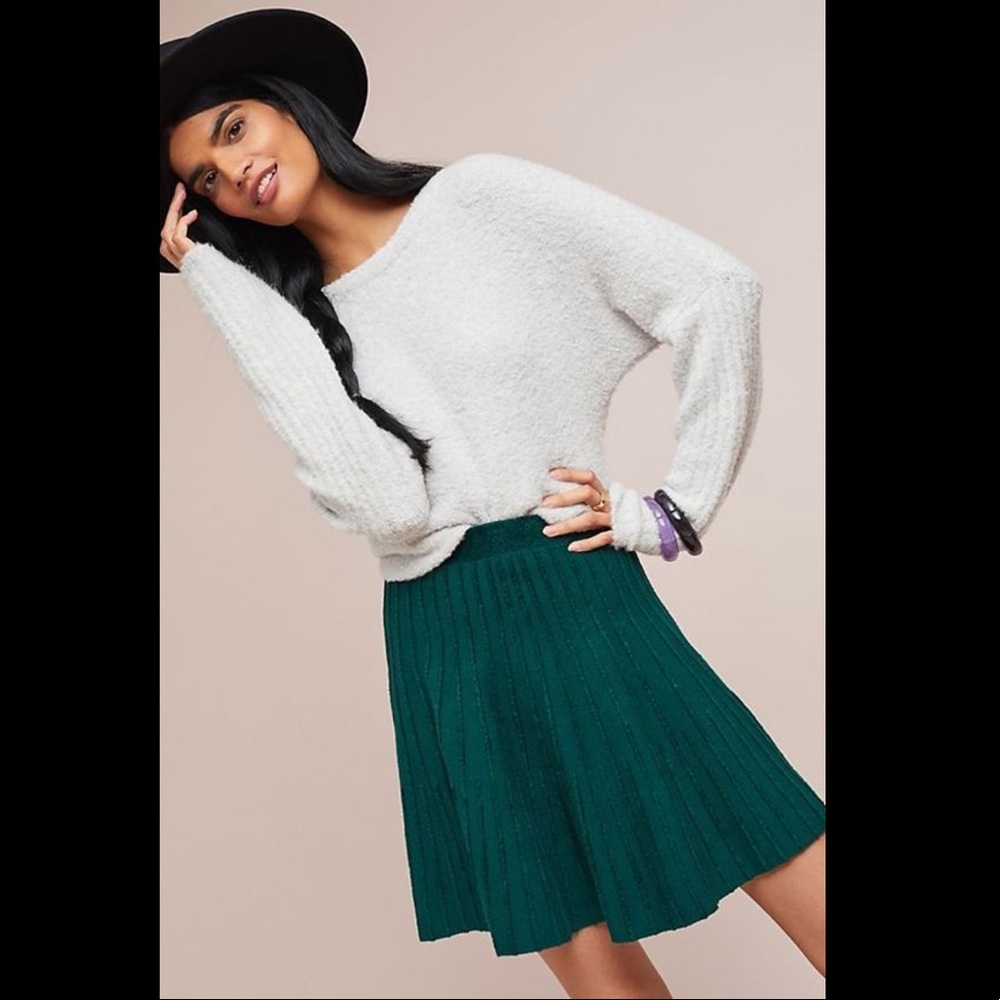 Anthropologie Meadow Rue Green Skater Skirt